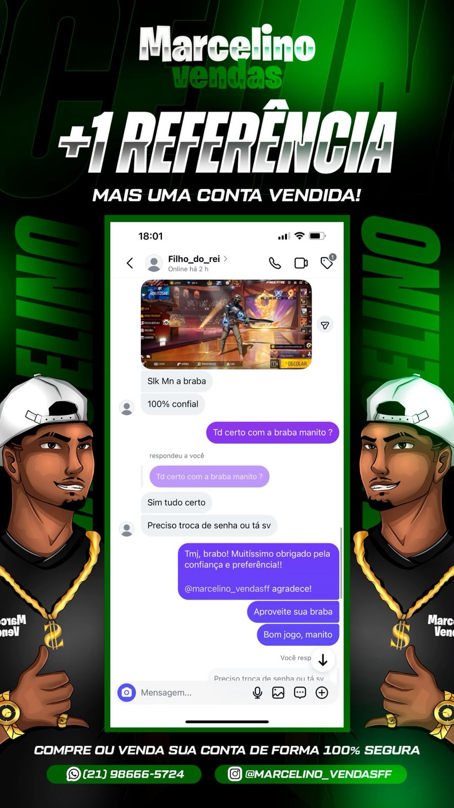 Print de referência de cliente Marcelino Vendas FF