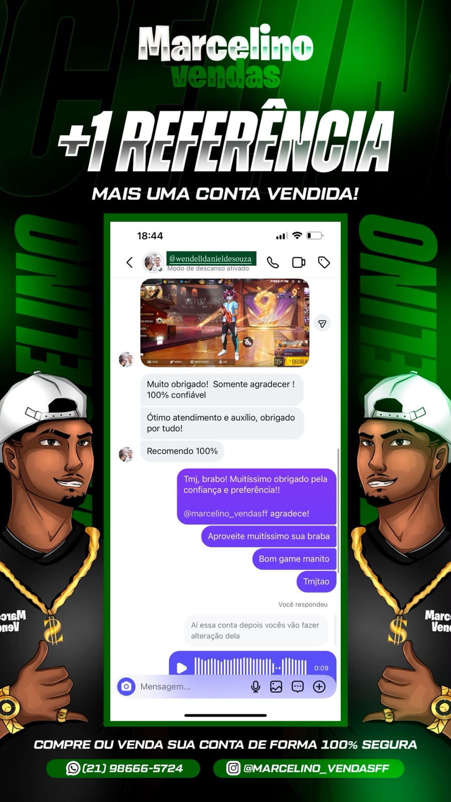 Print de referência de cliente Marcelino Vendas FF