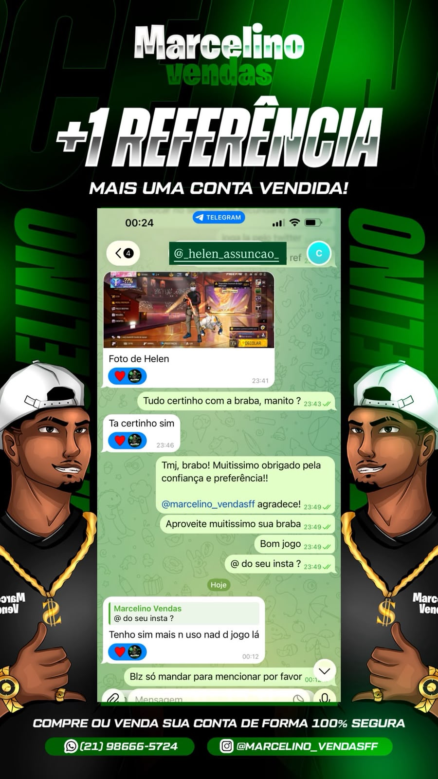 Print de referência de cliente Marcelino Vendas FF