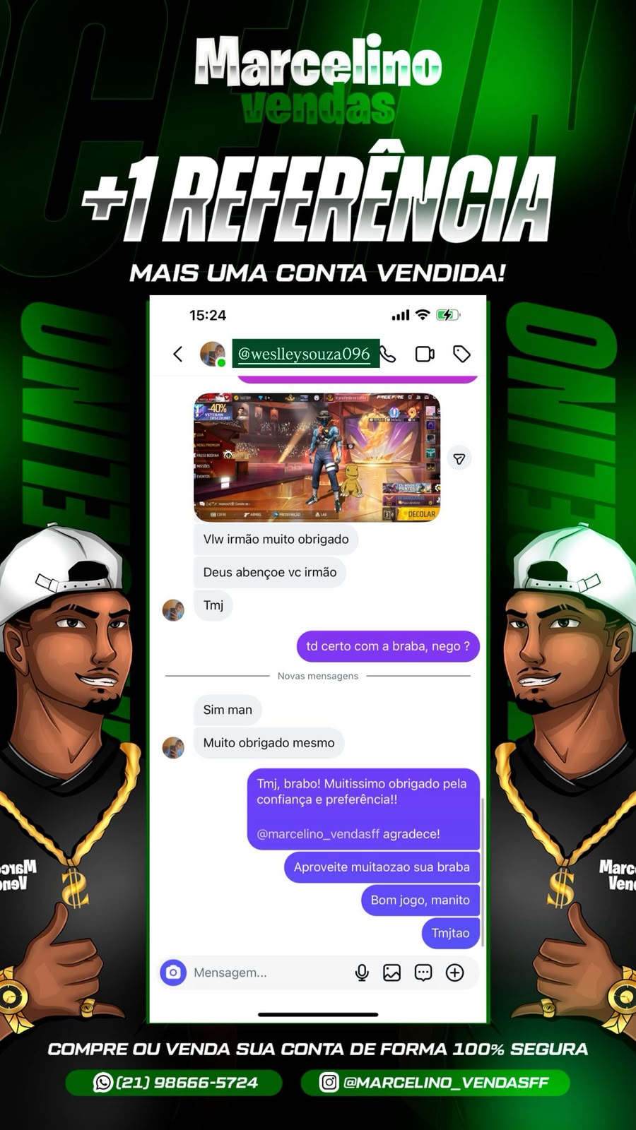 Print de referência de cliente Marcelino Vendas FF