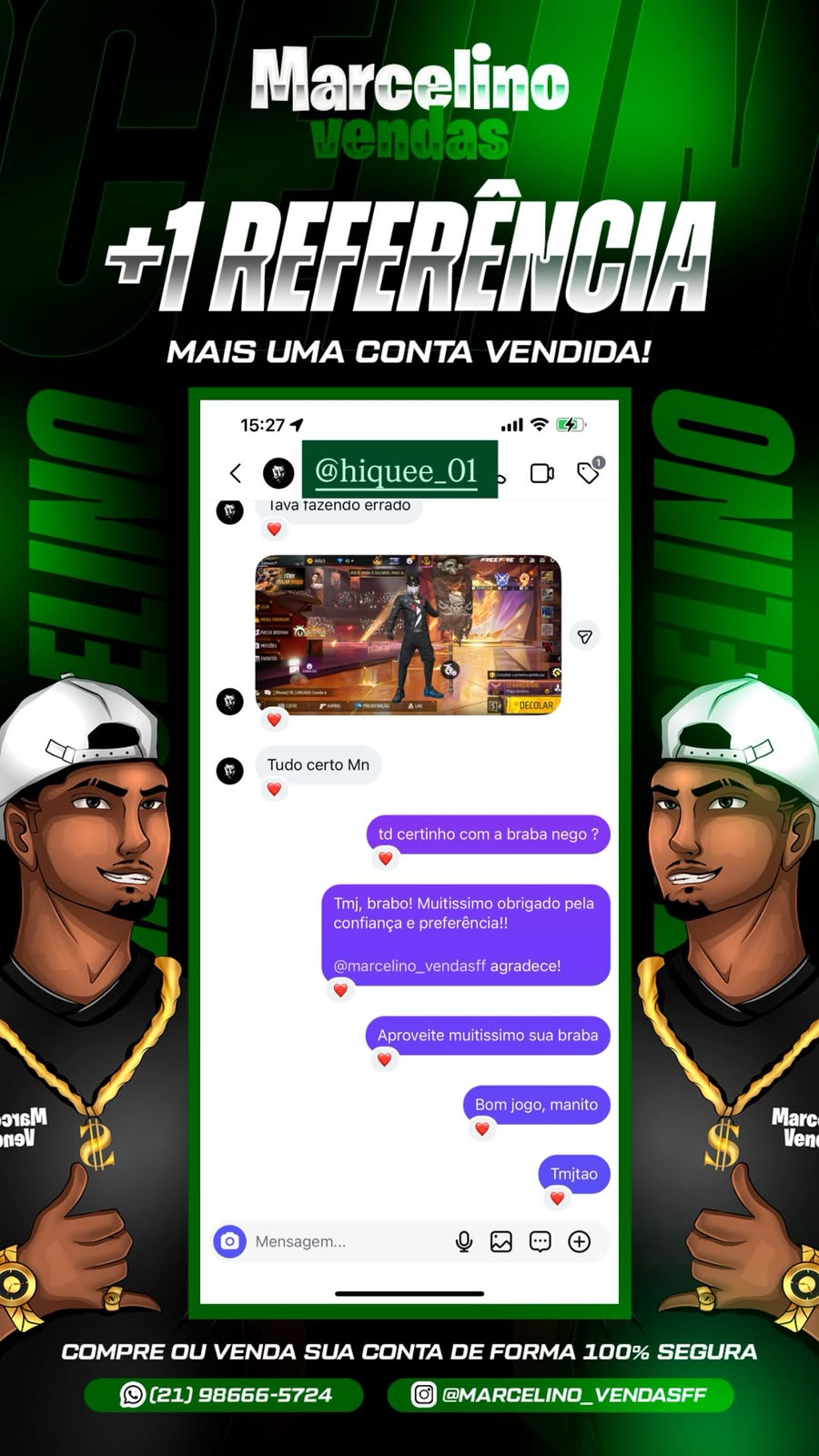 Print de referência de cliente Marcelino Vendas FF