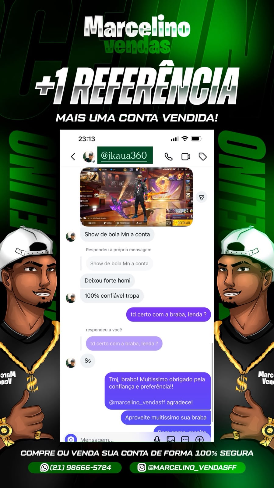 Print de referência de cliente Marcelino Vendas FF