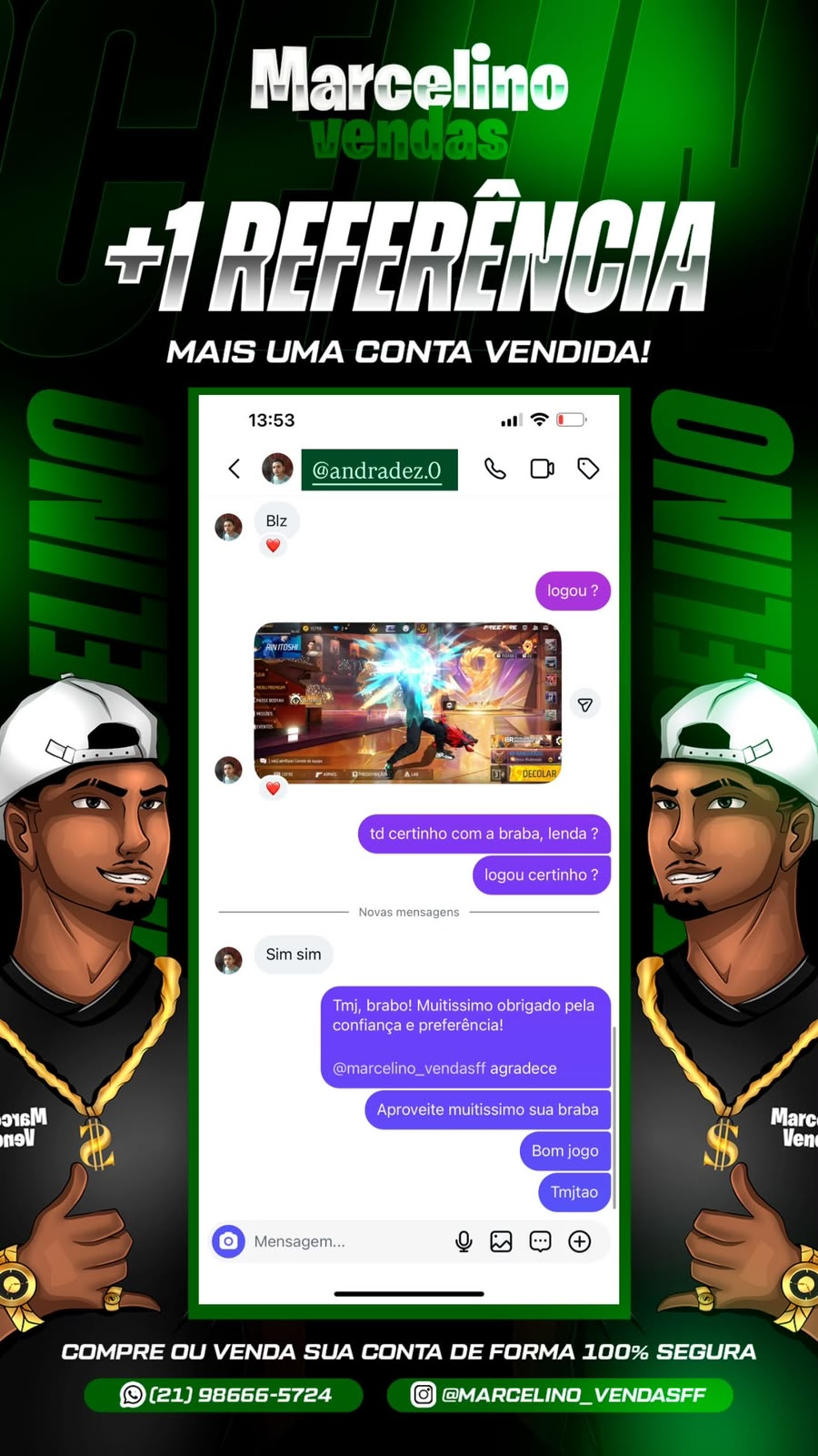 Print de referência de cliente Marcelino Vendas FF
